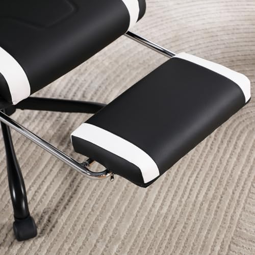 X Rocker Cadeira LED PC apoio para os pés para jogos, preto e branco