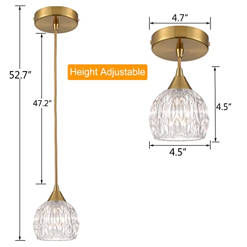 Tengiants Gold Pendant Lights 3 Pack Mini Glass Shade Modern Hanging Lights Fixtures For Kitchen Island Bedroom #TOP4