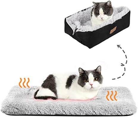 HDLKRR Cat Bed Small Dog Bed, Self Warming Cat Beds Self Heating Cat Dog Mat, Extra Warm Thermal Pet Pad for Indoor Outdoor Pets, Calming Dog Crate Bed Pet Cushion, 23.6x19.7inch