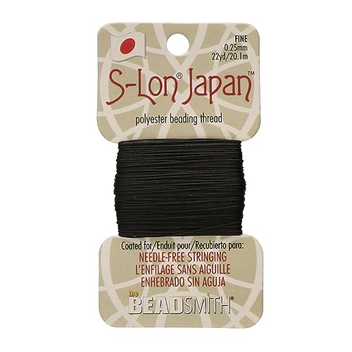 Hilo de poliéster fino S-Lon negro de 0.25 mm que facilita el enhebrado de perlas pequeñas