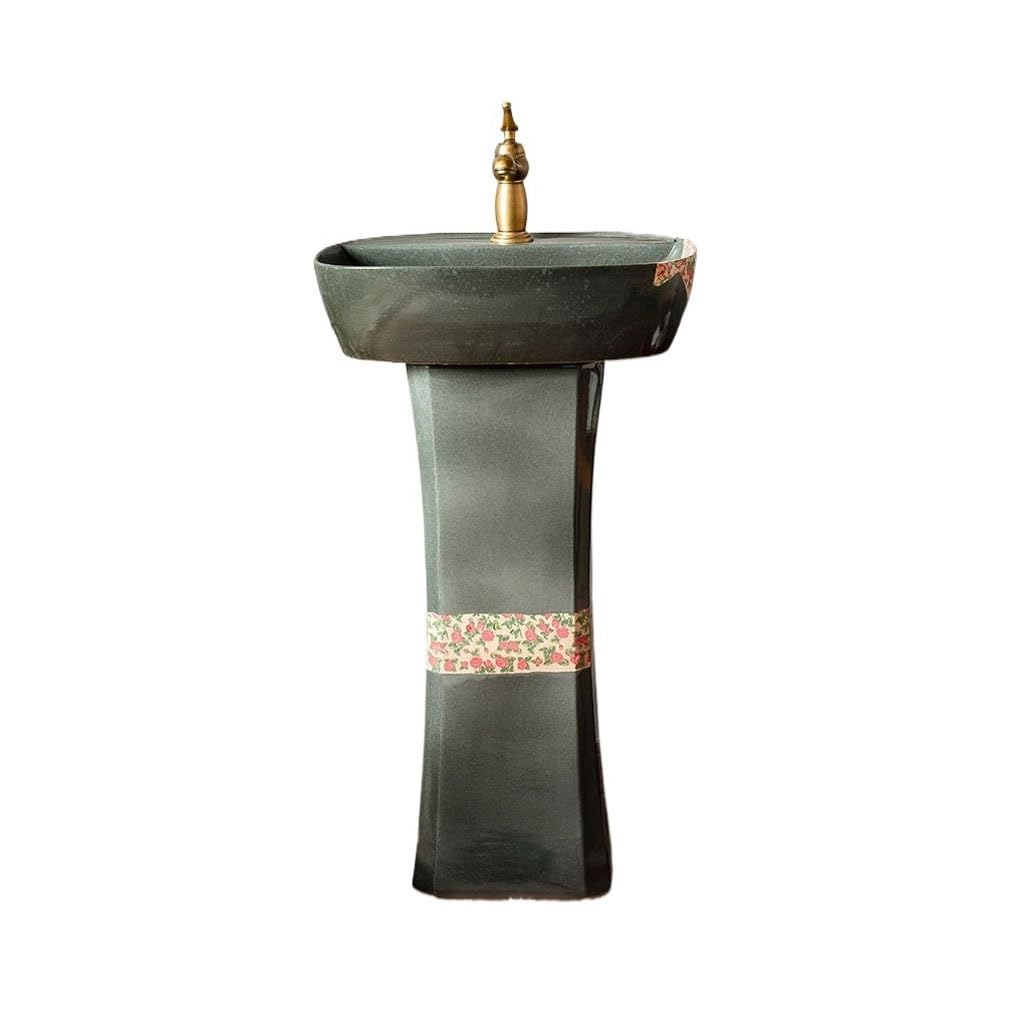 Bathroom Sink Retro Small Apartment Pedestal Basin Outdoor Courtyard Wash Basin Living Room Vertical Basin Bathroom Vanity
