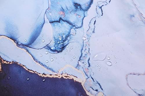 DeKeLaiFu Cloth Fabric Marble Shower Curtain Blue Gold Purple White with Steel Hooks, Modern Abstract Watercolor Ombre Art Glitter Shower Curtains Bathroom Waterproof Weighted, 180x180cm