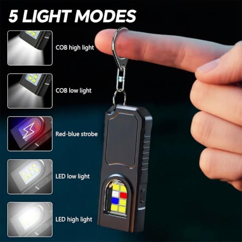 Image of Serplex EDC Mini Keychain Flashlight 2.6'', Magnetic Emergency Pocket Torch with Back Clip, Portable USB Rechargeable LED Flashlight for Camping, Hiking, Work, Car Repair & Outdoor Use