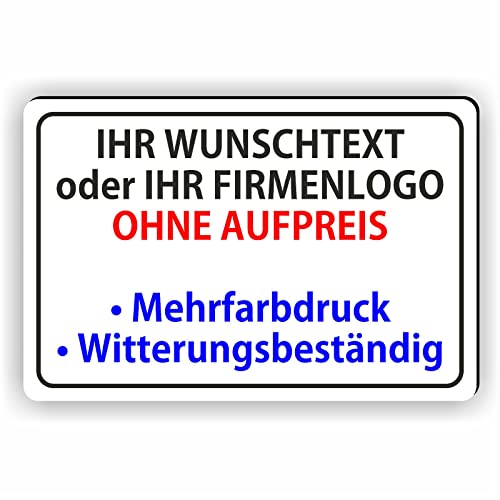 Fassbender-Druck SCHILDER - WUNSCHSCHILD - Wunschtext Schild - komplett anpassbares Schild mit Text und Bild - Aluverbundplatte mit vielen Größen für alle Arten Wunschschilder
