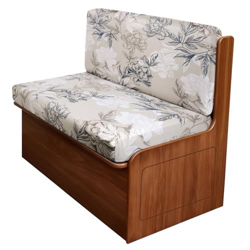 Image of SearchI RV Dinette Cushion Covers, Stretch Camper Cushion Slipcovers for Travel Trailer Couch RV Booth Seat, Replacement Camper Sofa Chair Protector (1 Backrest Cover & 1 Bench Cover, Flower Shadow)