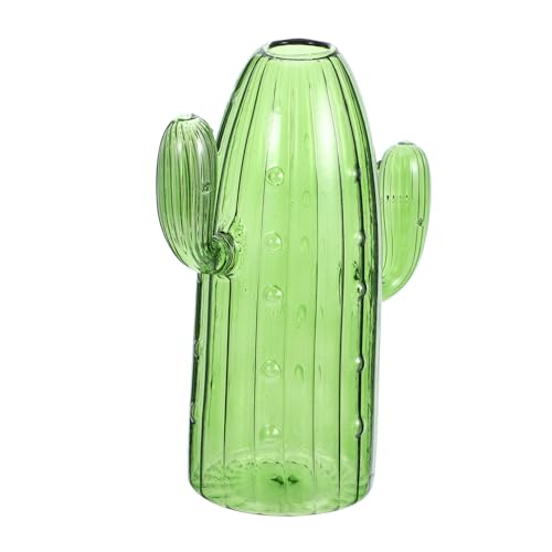 HAMPPLIES Jarrón De Cactus Creativo Transparente para Flores y Hidroponía, Cristal Color Verde Jade, Multifuncional para Decoración De Escritorio y Hogar, Florero Hidropónico Decorativo