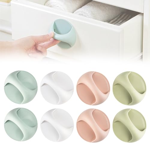 QEOTOH Self-Adhesive Cabinet Handles, 8PCS Peel and Stick Handles for Cabinets and Drawers, Multipurpose No Drilling Push Pull Helper, Cupboard Door Handle Window Handle Closet Handle