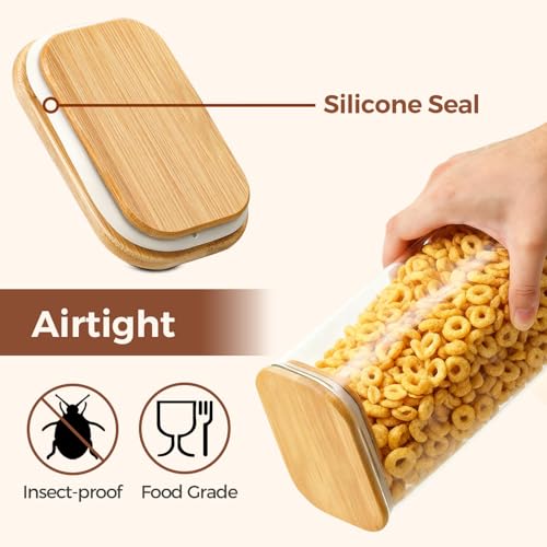 Miniatura 7 de Comsaf Tarros De Cristal Con Tapa, Frascos De Vidrio Con Tapa, 1700 Ml, Set De 3 Piezas, Adecuado Para Avena Instantánea, Bolsitas De Té Verde, Hinojo En Grano