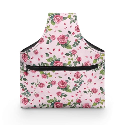 Image of KUIFORTI Roses Knitting Tote Bag Valentines Day Travel Knitting Yarn Storage Bag Organizer Lightweight Knit Wrist Bag for Holding Yarn Crochet Needles, Knitting and Crochet Supplies Soft