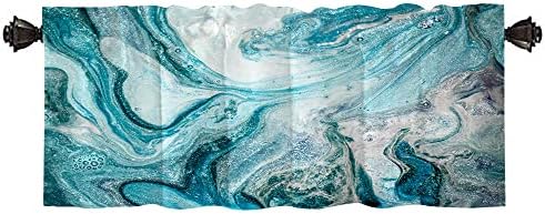 Jacrane Blue Valances for Windows Window Treatment Valances Rod Pocket Kitchen Curtain Valances,Valances for Living Room Windows 52X18 Inch Kitchen Curtains