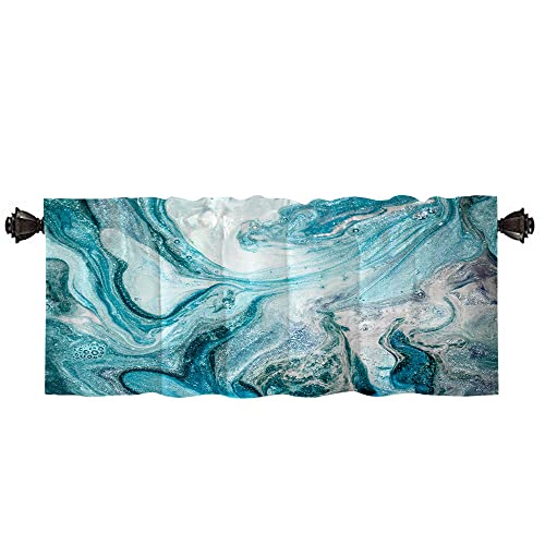 Jacrane Blue Valances For Windows Window Treatment Valances Rod Pocket Kitchen Curtain Valances,Valances For Living Room Windows 52X18 Inch Kitchen Curtains #TOP3