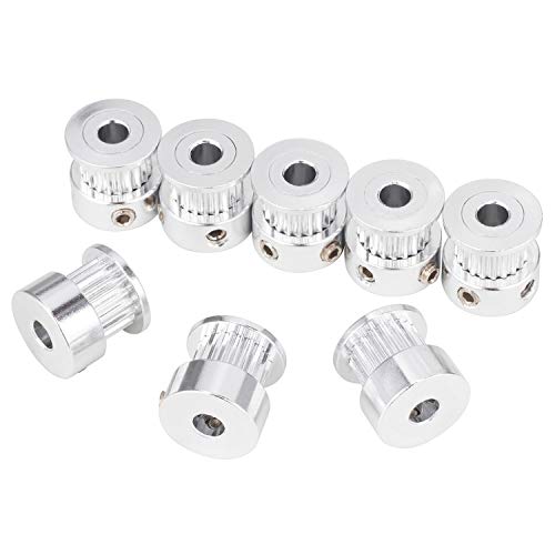 TUZUK GT2 Zahnriemenscheibe, 8 Stück, 5 mm, 20 Zähne, Zahnriemenscheibe und GT2, 5 m, Gummi, 2 mm Abstand, 6 mm breit, Zahnriemen mit Inbusschlüssel für 3D-Drucker CNC-Drucker