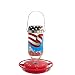 Hummer's Galore All American Flag 16 oz Glass Hummingbird Feeder
