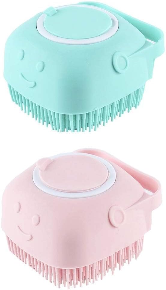 Body Scrubber with Soap Dispenser Brush, Silicone Exfoliating Brushes, Soft Body Exfoliator, Bath Loofah for Babies, Kids, Women, Men and Pets (Standard, 2, count)