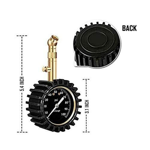 HMTE Neumáticos Medidor de presión de neumáticos de automóviles - 0-100 PSI Certificado para Servicio Pesado