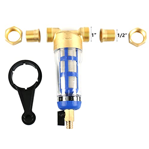 Ausspülbarer Feinfilter Wiederverwendbare, 1 Außengewinden Spin Down Sediment Wasserfilter mit 1/2 3/4 Verschraubung, Wasser Vorfilter Sedimentfilter für Brunnenwasser Schlauch (1/2 Male Thread)