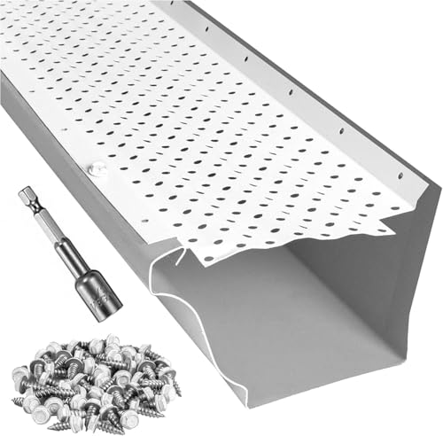 LeafTek Gutter Guard Sample Kit – Test Fit for 5” and 6” Gutters – USA‑Made Heavy Duty White Aluminum Sections (8-Inch in Length) with Stainless Steel Screws & DIY Installation Guide