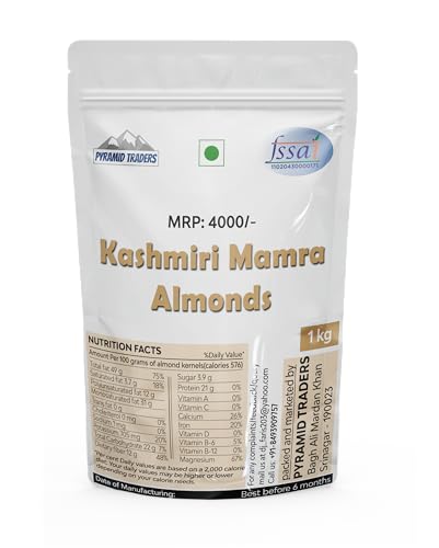 Image of Pyramid Traders Kashmiri Mamra Almonds (1 KG), Badam Giri (Sweet)