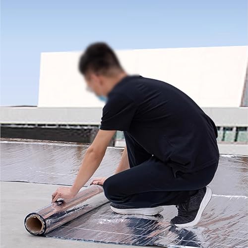 Tela Asfaltica Autoadhesiva para Tejado, Cinta de Selladora de Aluminio Impermeable, Banda de Butilo de Reparación para Piscinas Tuberías(33x200cm)