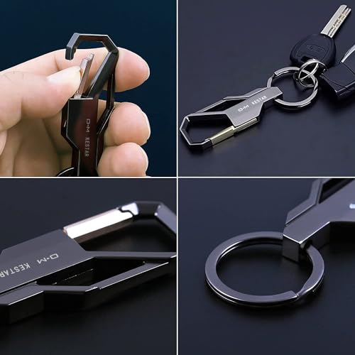 Image of Techpro Stainless Steel Keychain Heavy Duty Car Keychain for Men and Women | Proud Horse Black Hook
