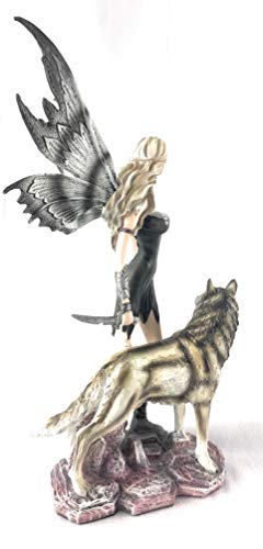 Warrior Fairy And Snow Wolf Fantasy Collectible Statue Figurine, 11X8 Inches #TOP2