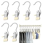 6 PCS Hanging Clip,Stainless Steel Hanging Clips with Hooks,Anti-slip Boot Laundry Hanger Clips,Portable Trouser Hangers for Hanging Jeans,Pants,Towel,Wigs, Sock, Blanket, Rugs, Scarves (White)