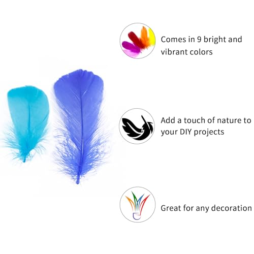 Coceca 500pcs 3-5 Inches Colorful Feathers for Crafts DIY Wedding Home Party Decorations
