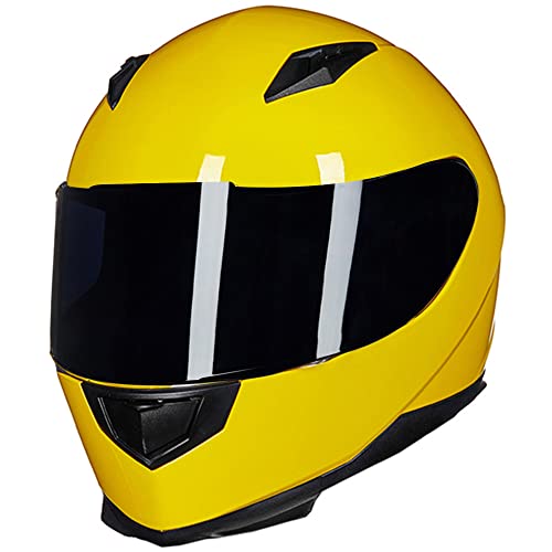 Ilm Full Face Motorcycle Street Bike Helmet With Removable Winter Neck Scarf + 2 Visors Dot Model-Jk313 (M, Yellow) #TOP5