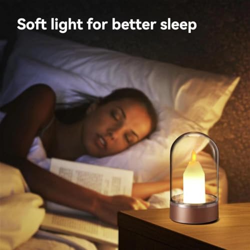 Image of Rechargeable Cordless Table Lamp Desk Light with Touch Sensor, Fully Stepless Dimmable, Led Flameless Candles, Night Light, Girl Gift for Bedroom Bedside Living Room Dining Dorm Desk Decorations