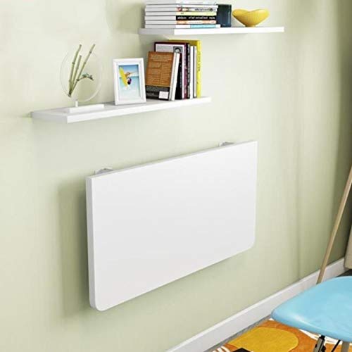Table murale rabattable blanche en bois massif pour petit espace