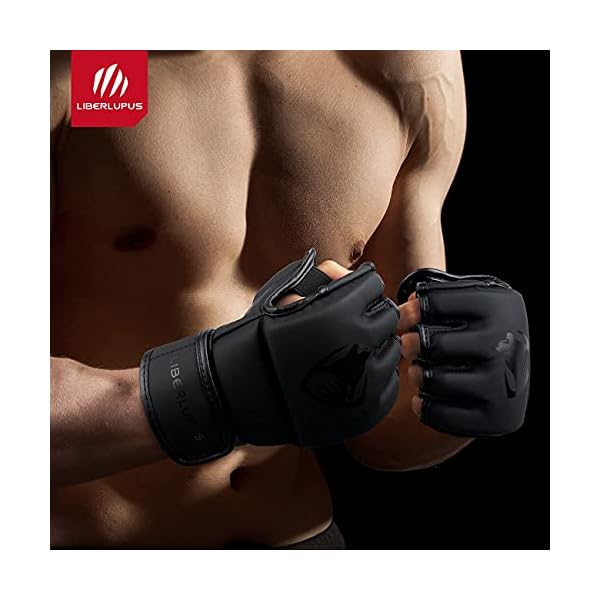 Liberlupus MMA Gloves for Men & Women, Martial Arts Bag Gloves, Kickboxing Gloves with Open Palms, Boxing Gloves for Punching Bag, Sparring, Muay Thai, MMA
