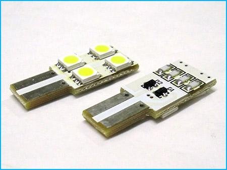 Lampada Led T10 W5W 4 Smd 5050 No Polarità Bianco 12V Luci Targa Portiere