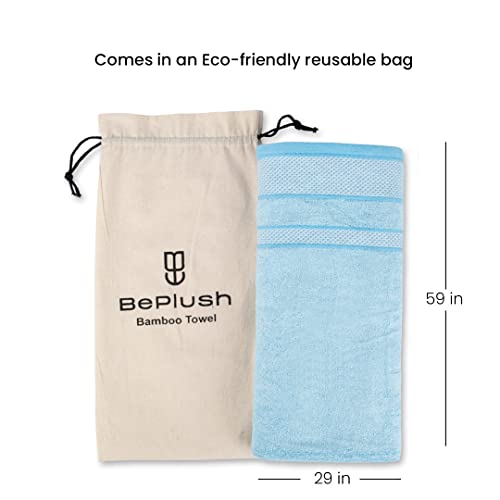Image of Zero Twist Bamboo Towels for Bath Large Size | Ultra Soft, Highly Absorbent, Quick Dry, Anti Bacterial Bamboo Bath Towel for Men & Women || 450 GSM, 29 x 59 Inches (1, Sky Blue)