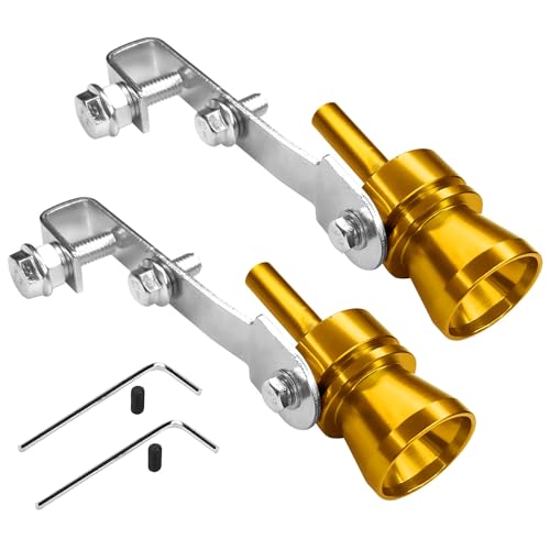 Image of Hirificing 2PCS Exhaust Turbo Whistle, Loud Turbo Sound Booster Exhaust Muffler Pipe Aluminum Alloy Whistle,Car Roar Maker Turbo Sound Enhancer Whistle Simulator(XL-Gold)