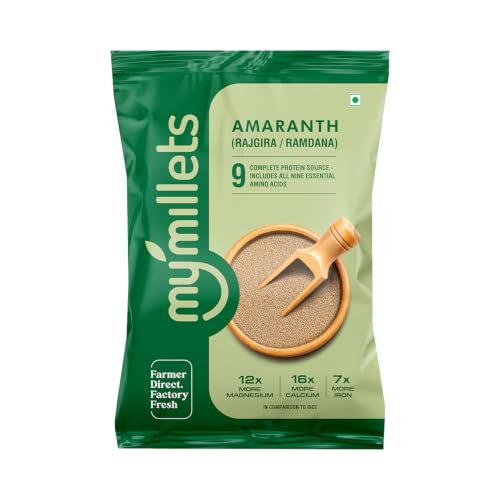 mymillets Organic Amaranth Seeds 450g | Rajgira Chaulai Whole Grain | Gluten Free High Protein Fibre Superfood | Healthy Diet Food Weight Loss Low GI Fasting Vrat Seeds India