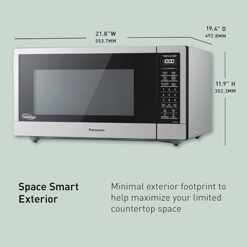 Panasonic NN-SN76LS 1.6 cu.ft Cyclonic Inverter Countertop Microwave Oven 1250Watt Power with Genius Sensor Cooking, 19.44"D x 21.88"W x 11.94"H, Stainless Steel view 3