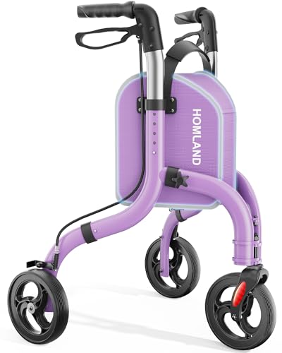 HOMLAND 3 Wheel Walkers for Seniors, Lightweight Foldable Aluminum Three Wheel Walker, Height...