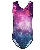 Poceacles Mädchen Badeanzüge Animal Plant Print Einteiliger Ärmellos V-Ausschnitt Strand Bademode Bikini Surfen Badeanzug, Sternennacht, 13-14 Jahre