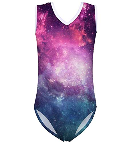 Poceacles Mädchen Badeanzüge Tier Plant Print Einteiler Ärmellos V-Ausschnitt Strand Bademode Bikini Surfen Badeanzug, Sternennacht, 11-12 Jahre Cover