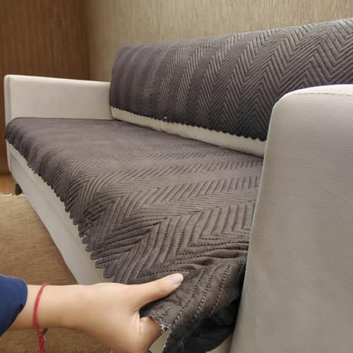 Image of Homerz Premium Velvet Sofa Cover Panel | Soft & Velvety Fabric | Rich Vibrant Colours | Sofa Protector for Living Room (Brown, 5 (3+2) Seater, Seat Cover with Backrest)
