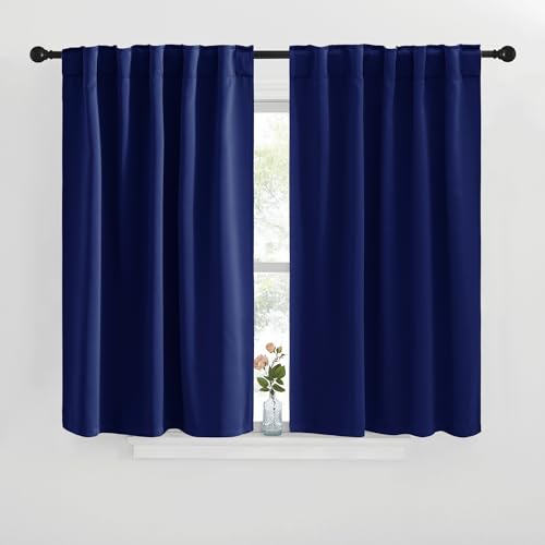NICETOWN Blackout Curtain Panels for Living Room - (Royal Blue Color) 29x30 inch, 2 Panels Set, Room Darkening Blackout Drapes for Window Royal Blue 2