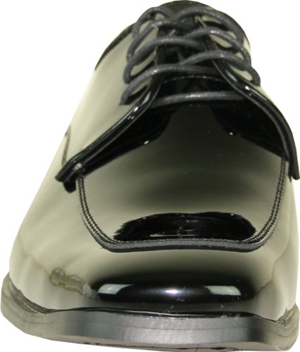 VANGELO Men Tuxedo Shoe TUX-7 Two-Tone Color Fashion Moc Toe with Wrinkle Free Material Black&White Patent2