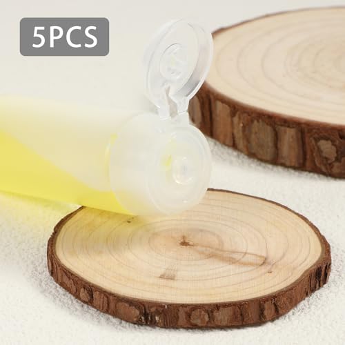 Bewudy 5 Stück Reiseflaschen Leere Röhrchen Set, 30ml Klare Kosmetik Behälter, Weiche Tuben Reisebehälter Nachfüllbare Kosmetikflaschen Leere Tuben zum Befüllen für Shampoo Lotion Lipgloss Handcreme