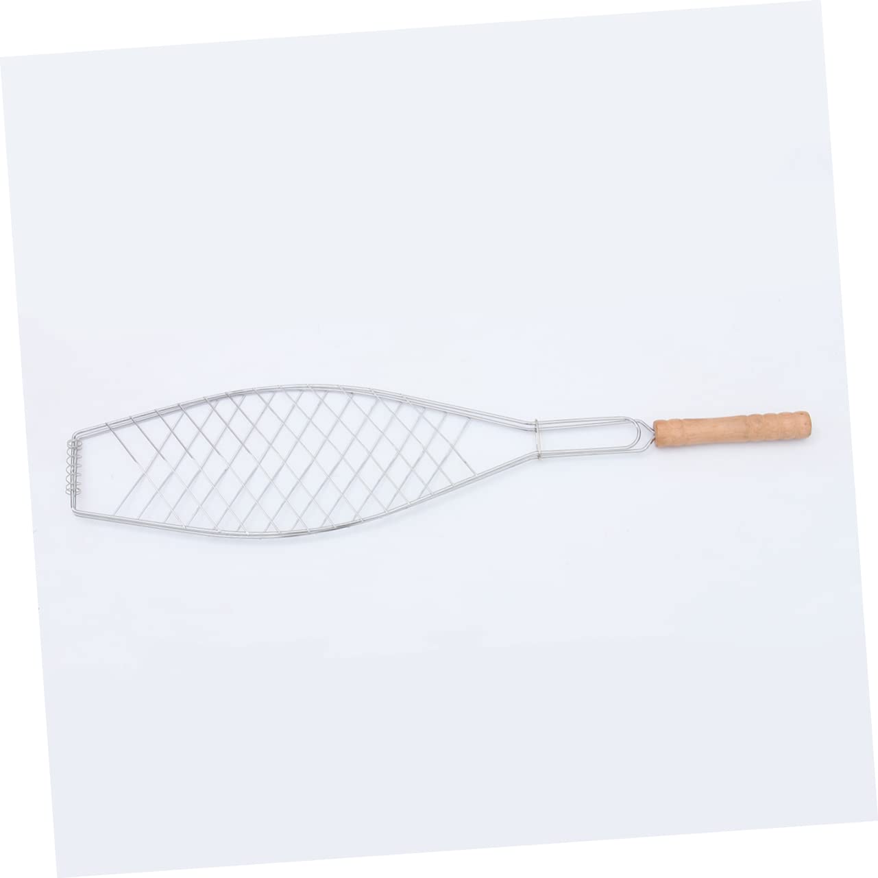 Clip per Griglia da Barbecue in Ferro Manico in Legno, 4 Pezzi | Rivestimento Antiaderente, per Pesce e Costine, Uso Outdoor e Campeggio
