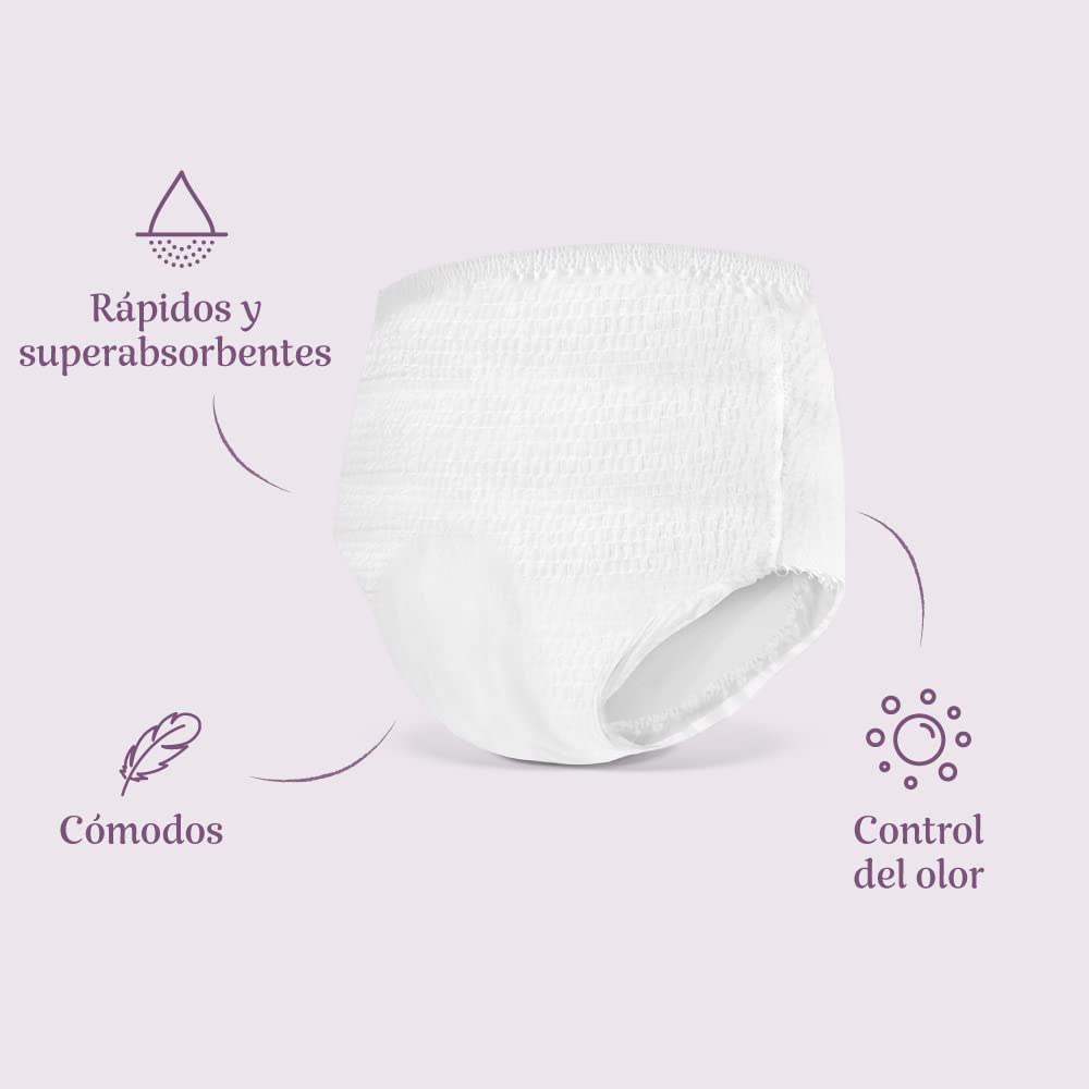 Amazon Basic Care Braguita Mujer Discreet L, Sin fragancia, 28 Unidad, 4 Paquetes de 7, Blanco