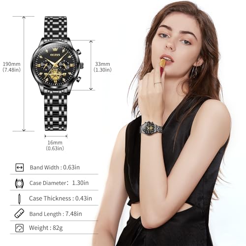 Image of OLEVS Watch Women Silver Watches for Women Luxury for Small Wrists Dress Stainless Steel Women's Wrist Watches Easy to Read Reloj para Mujer Black /Blue /Gold /Green /Pink /Purple