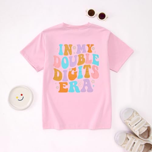 Image of IZYJOY in My Double Digits Era Shirts Girls 10th Birthday T-Shirts 10 Years Old Birthday Party Short Sleeve Summer Tee Tops