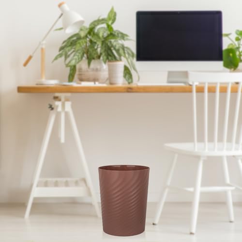 Image of UUJOLY Plastic Small Bathroom Trash Can Wastebasket Garbage Can, Brown | Sturdy-Easy to Clean, Bathroom, Laundry Room, Kitchen, Office, Kids Room, Dorm, Bedroom, 1.8 Gallon