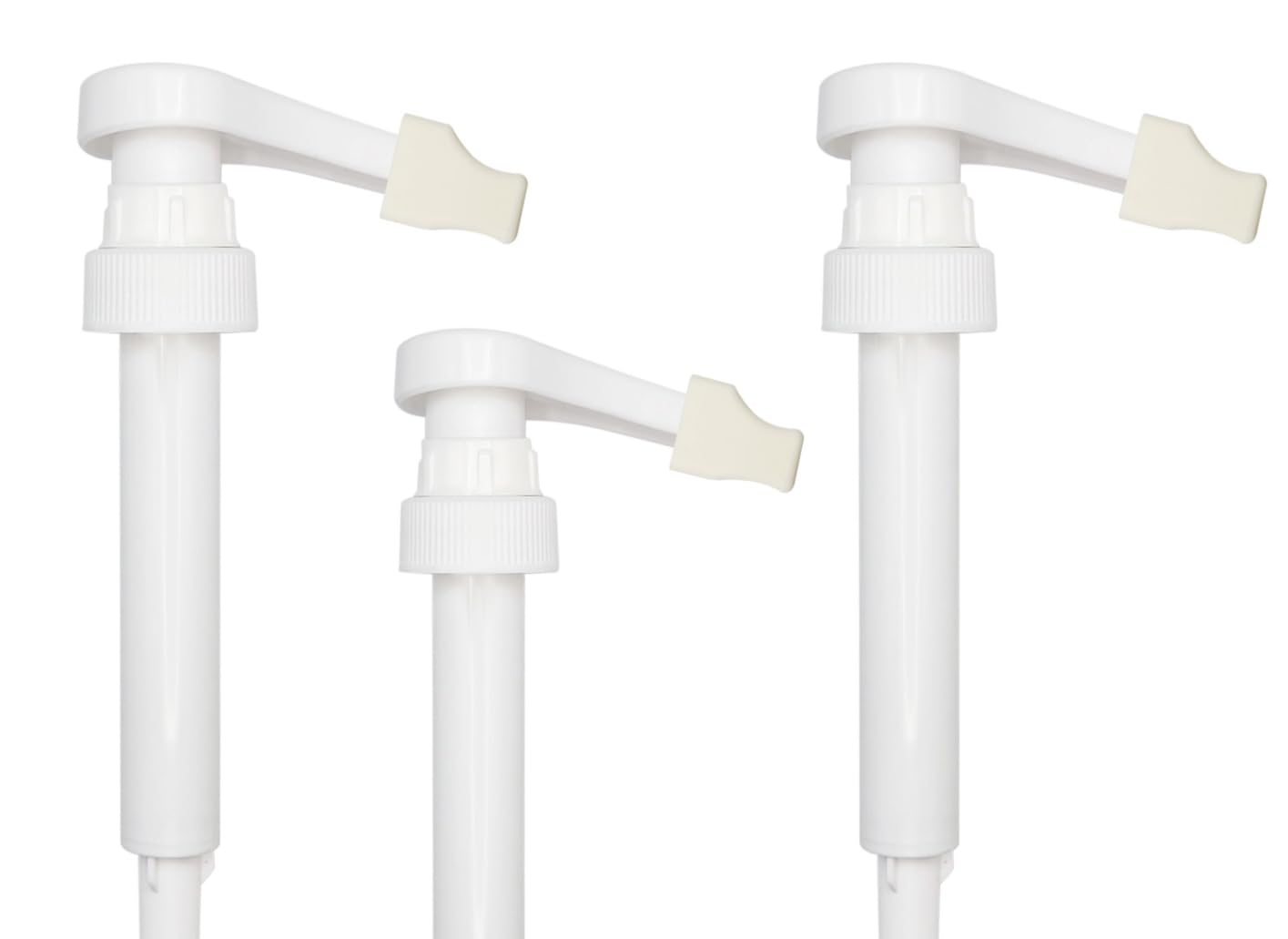 HANDIT l White Coffee Syrup Pumps with Rubber-Silicone Vanilla Color Tip Cover Caps l Fits Monin 33.8oz Plastic Bottles and 25.4oz/750ml Torani, Da Vinci | Does Not Fit Monin 750ml Glass Bottles l 3-Pack