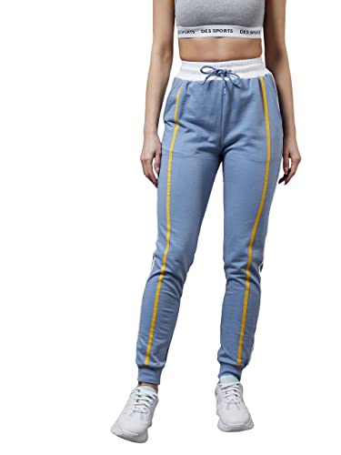 Image of Miss Chase Women's Blue Solid Regular Joggers